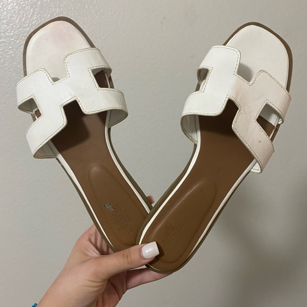 Hermes Sandals White